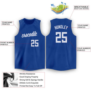 Custom Royal White Classic Tops Tank Top Basketball Jersey