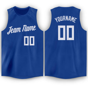 Custom Royal White Classic Tops Tank Top Basketball Jersey