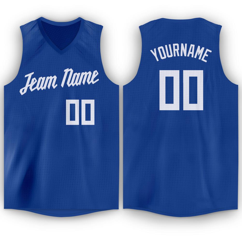 Custom Royal White Classic Tops Sport Game Basketball Jersey