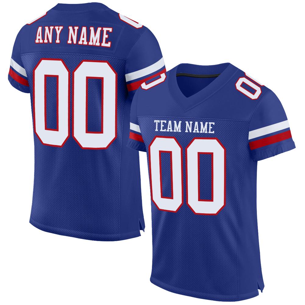 Custom Royal White-Red Classic Style Mesh Authentic Football Jersey