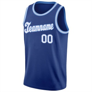 Maillot de basket-ball athlétique personnalisé, blanc-bleu clair, classique, personnalisé