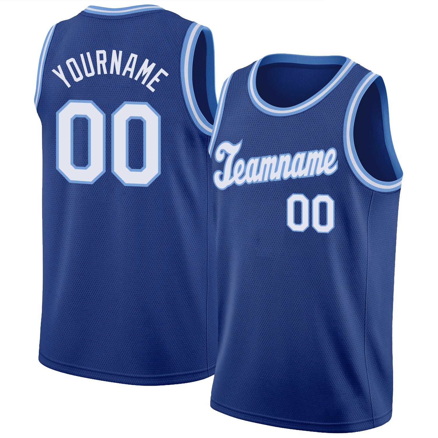 Maillot de basket-ball athlétique personnalisé, blanc-bleu clair, classique, personnalisé