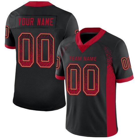 Custom Black Red-Old Gold Drift Fashion Mesh Authentic Football Jersey