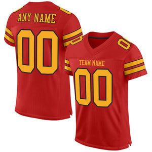 Custom Scarlet Gold-Black Classic Style Mesh Authentic Football Jersey