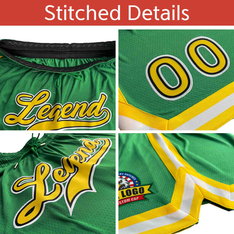 Custom Green Yellow-White Sport Basketball Shorts