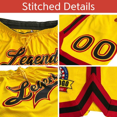 Custom Maroon Yellow-Navy Personalized Basketball Shorts