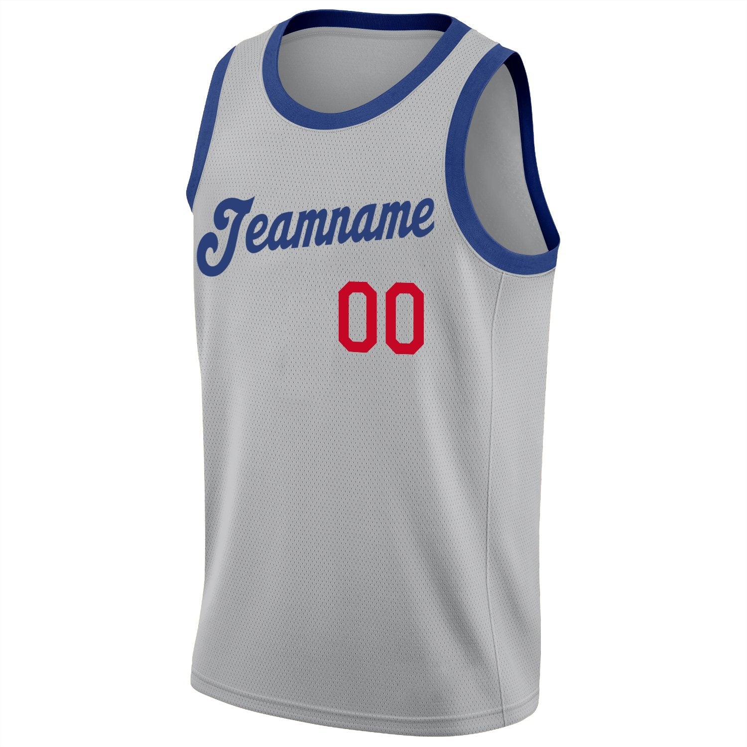 Custom Gray Royal-Red Classic Tops Athletic Basketball Jersey