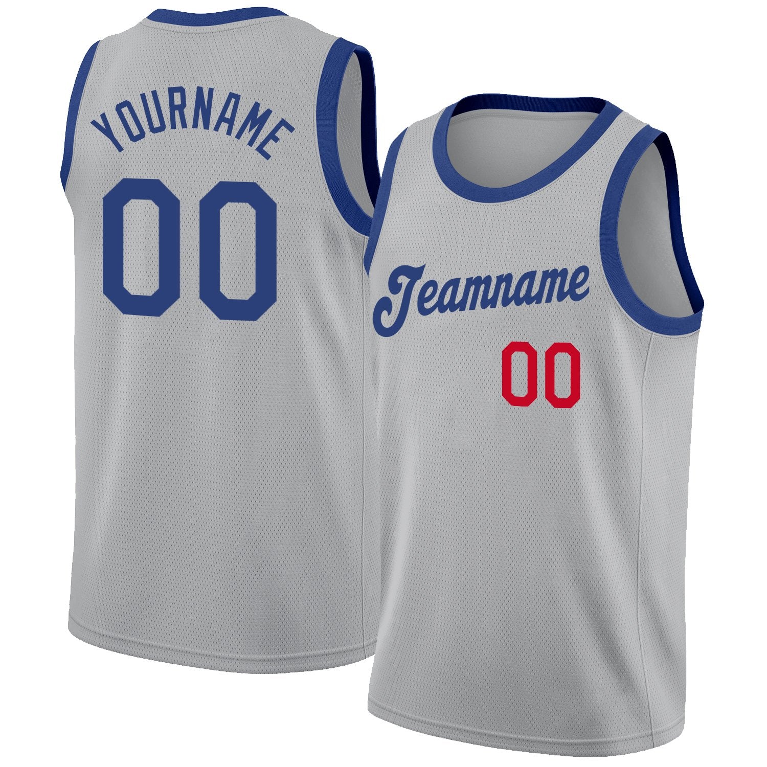 Custom Gray Royal-Red Classic Tops Athletic Basketball Jersey