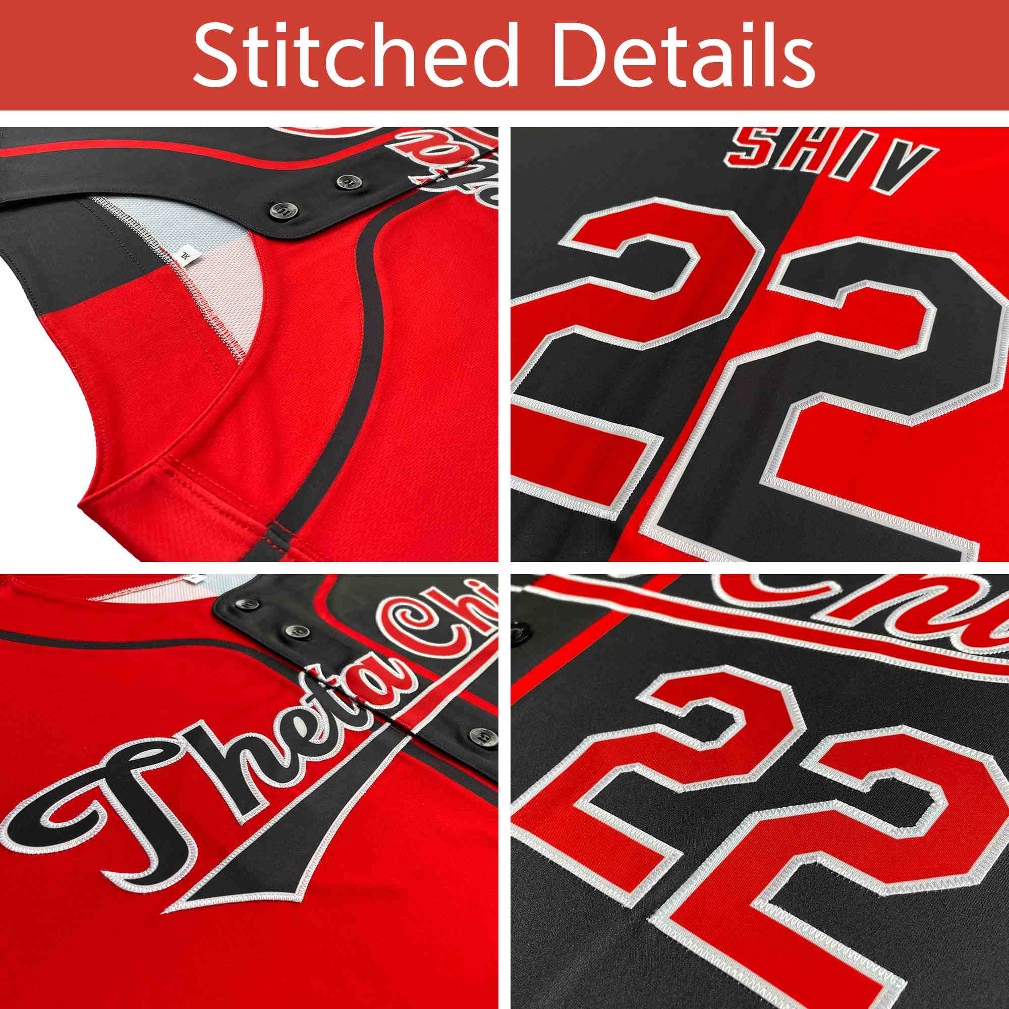 custom baseball jersey stitched details