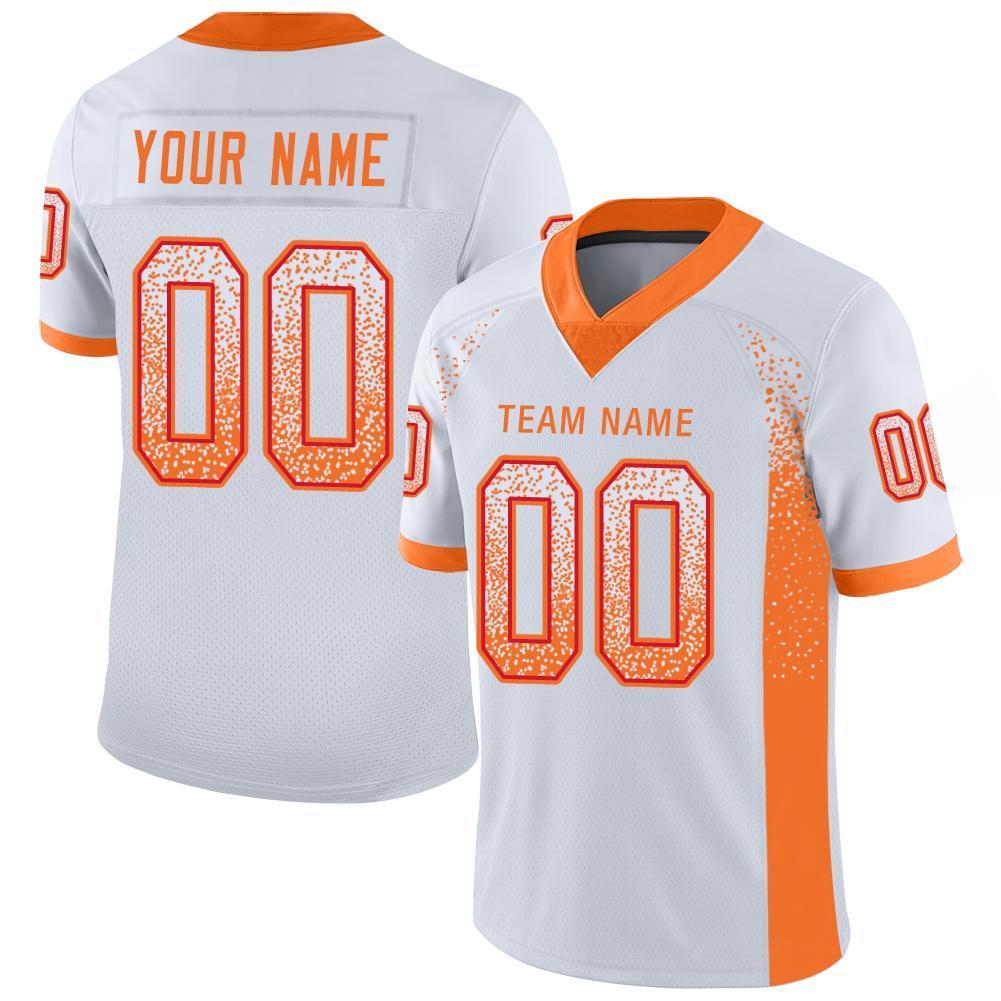 Custom White Orange-Red Drift Fashion Mesh Authentic Football Jersey