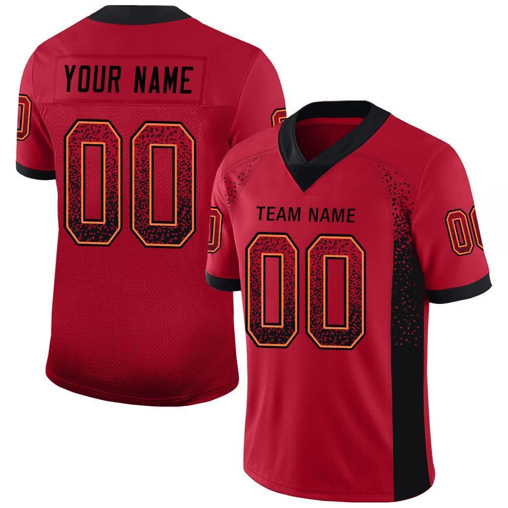 Custom Red Black-Orange Drift Fashion Mesh Authentic Football Jersey