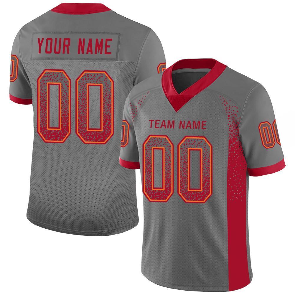 Custom Gray Red-Orange Drift Fashion Mesh Authentic Football Jersey