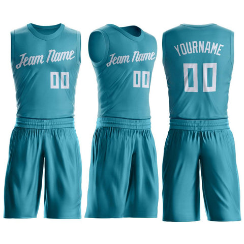 Custom Teal White Classic Sets Basketball Jersey