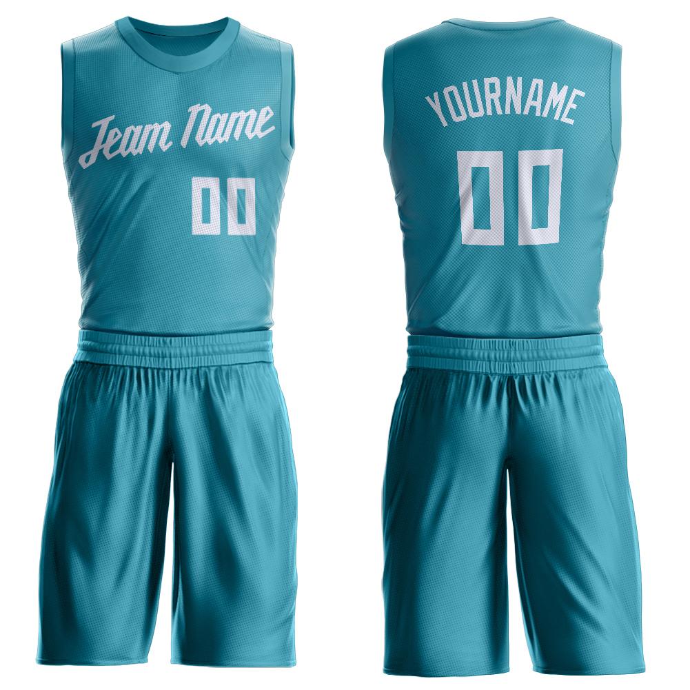 Custom Teal White Classic Sets Basketball Jersey