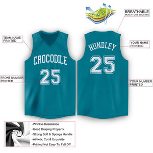 Custom Teal White Classic Tops Mesh Sport Basketball Jersey