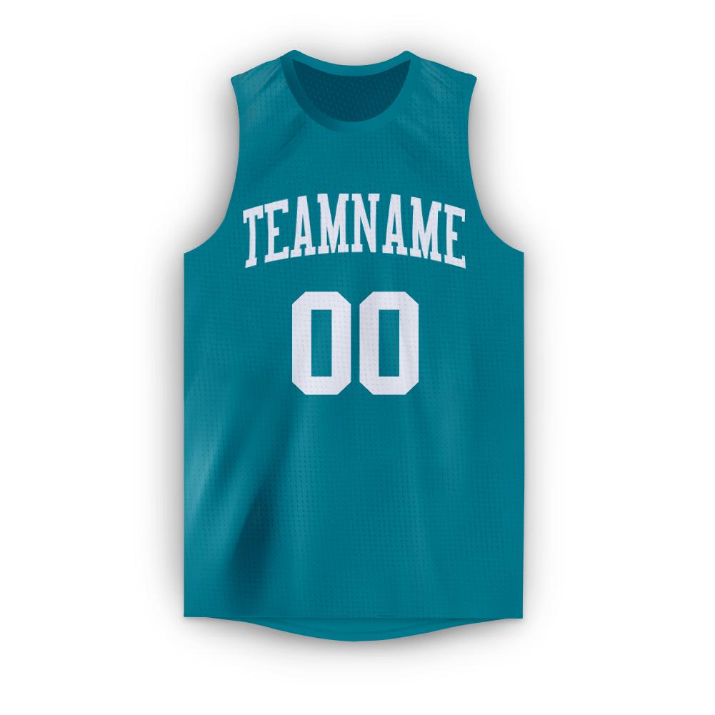 Custom Teal White Classic Tops Mesh Sport Basketball Jersey