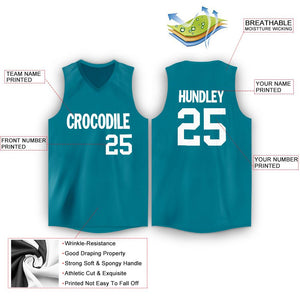 Custom Teal White Classic Tops Mesh Sport Basketball Jersey