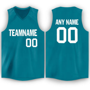 Custom Teal White Classic Tops Mesh Sport Basketball Jersey