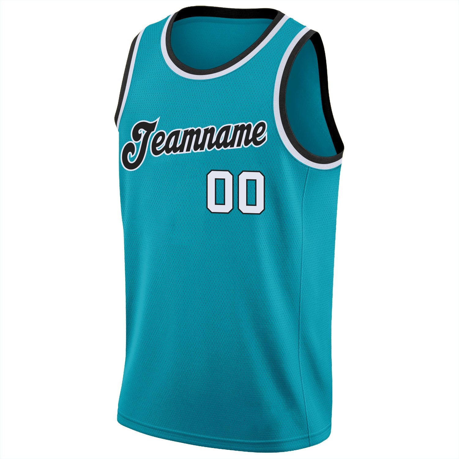 Custom Teal White-Black Classic Tops Fashion Sportwear Basketball Jersey