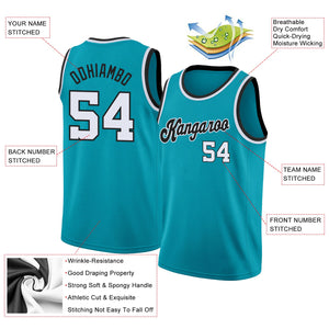 Custom Teal White-Black Classic Tops Fashion Sportwear Basketball Jersey