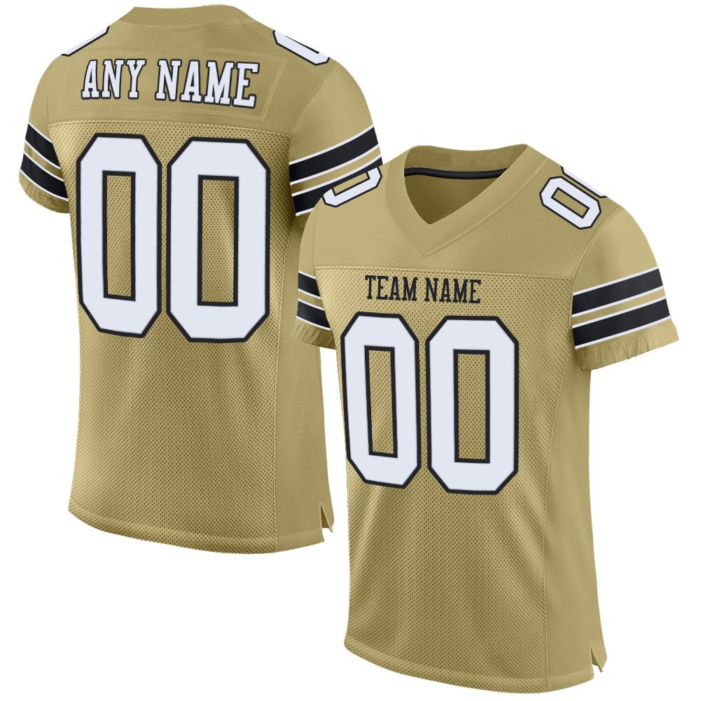 Custom Vegas Gold White-Black Classic Style Mesh Authentic Football Jersey