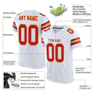 Custom White Scarlet-Gold Classic Style Mesh Authentic Football Jersey