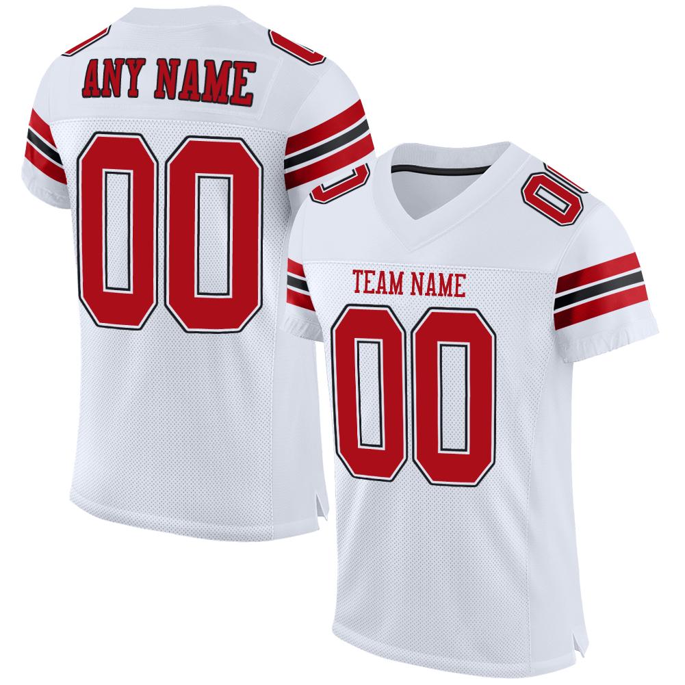 Custom White Red-Black Classic Style Mesh Authentic Football Jersey