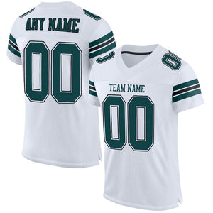 Custom White Midnight Green-Black Classic Style Mesh Authentic Football Jersey