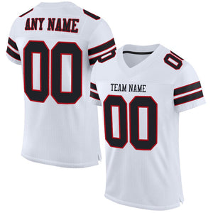 Custom White Black-Red Classic Style Mesh Authentic Football Jersey