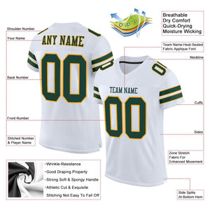 Custom White Green-Gold Classic Style Mesh Authentic Football Jersey