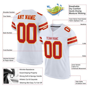 Custom White Scarlet-Gold Classic Style Mesh Authentic Football Jersey