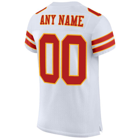 Custom White Scarlet-Gold Classic Style Mesh Authentic Football Jersey