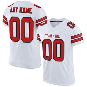 Custom White Red-Black Classic Style Mesh Authentic Football Jersey