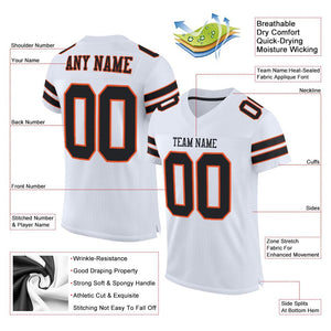 Custom White Black-Orange Classic Style Mesh Authentic Football Jersey