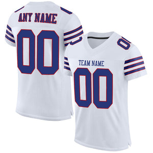 Custom White Royal-Red Classic Style Mesh Authentic Football Jersey