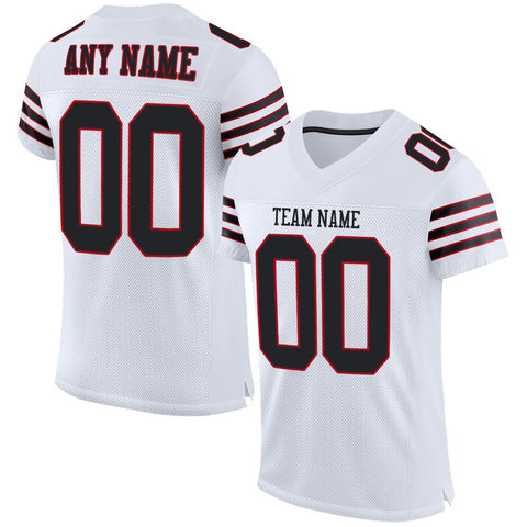 Custom White Black-Red Classic Style Mesh Authentic Football Jersey