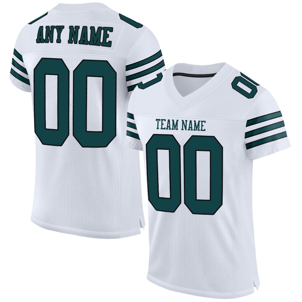 Custom White Midnight Green-Black Classic Style Mesh Authentic Football Jersey