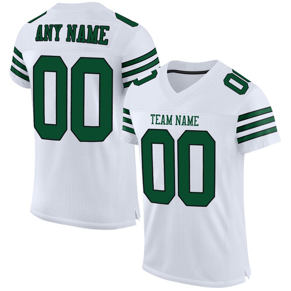 Custom White Gotham Green-Black Classic Style Mesh Authentic Football Jersey