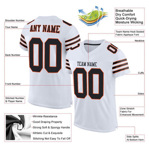 Custom White Black-Orange Classic Style Mesh Authentic Football Jersey