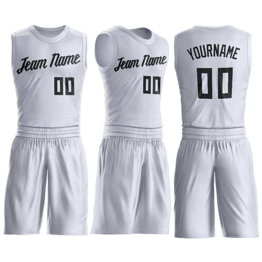 Maillot de basket-ball personnalisé blanc noir classique