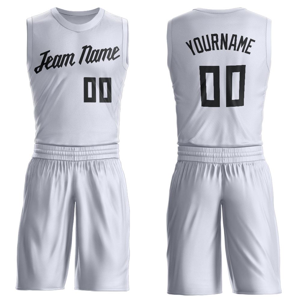 Maillot de basket-ball personnalisé blanc noir classique