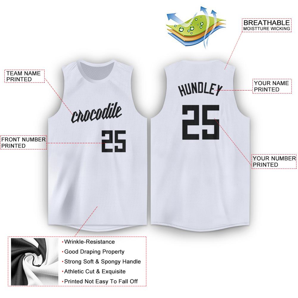 Débardeur classique blanc et noir personnalisé, maillot de basket-ball