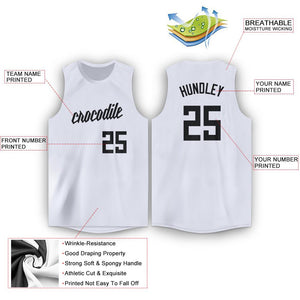 Custom White Black Classic Tops Tank Top Basketball Jersey