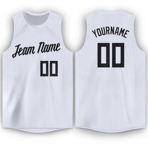 Custom White Black Classic Tops Tank Top Basketball Jersey