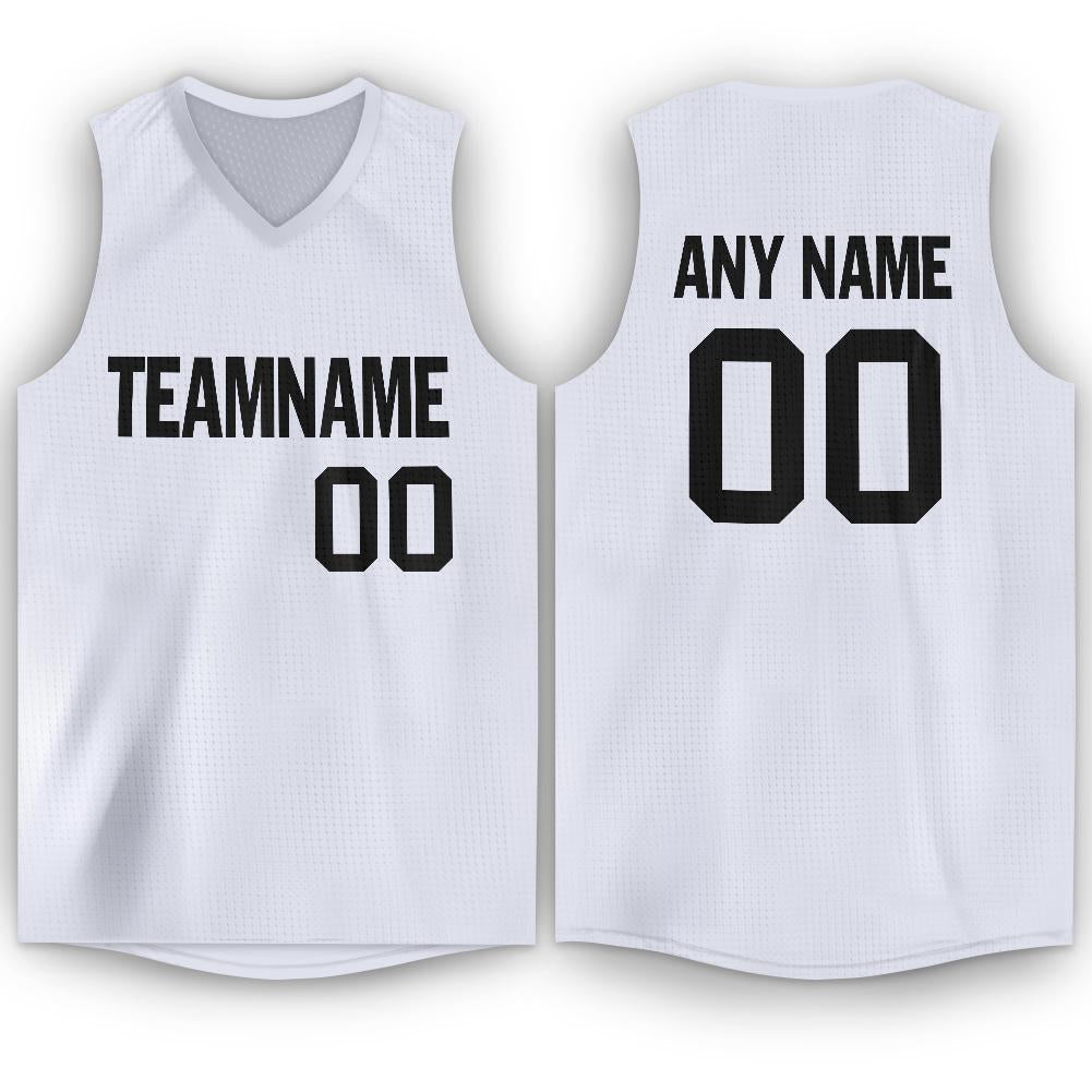 Custom White Black Classic Tops Sport Game Basketball Jersey