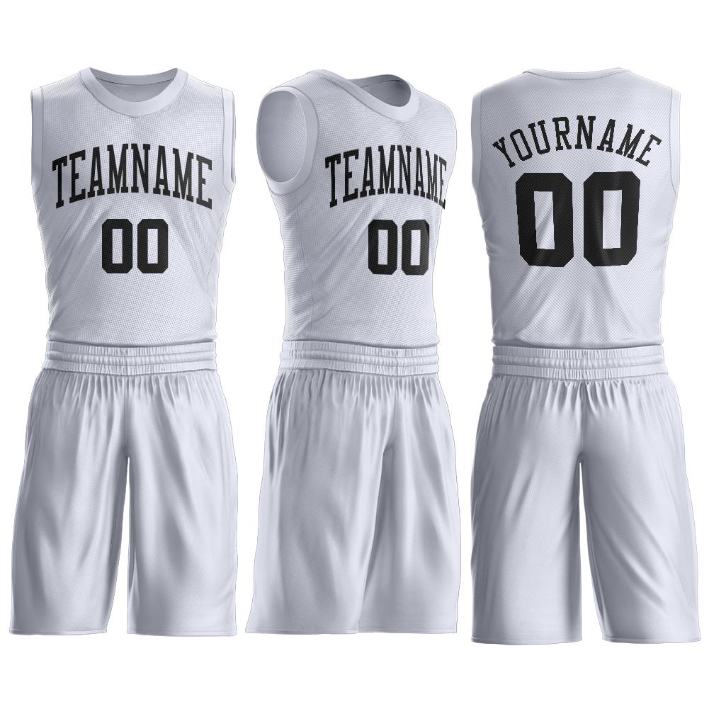 Maillot de basket-ball personnalisé blanc noir classique