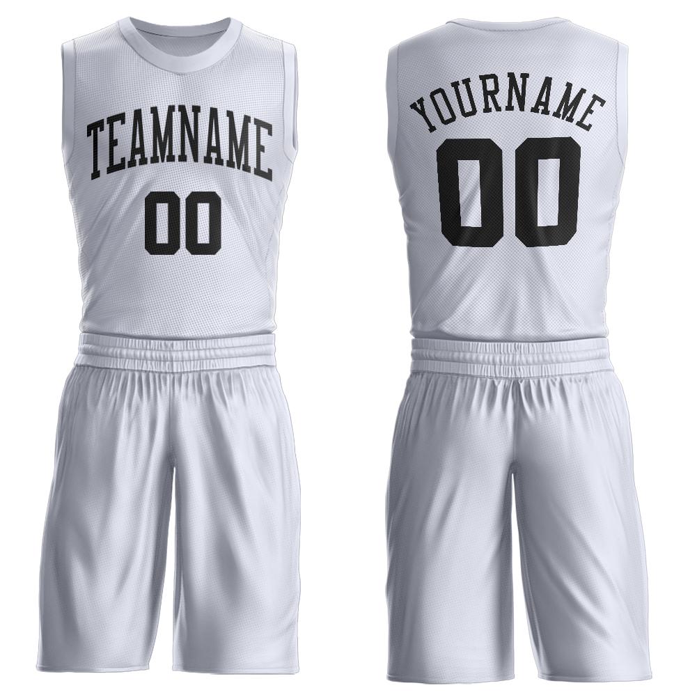 Maillot de basket-ball personnalisé blanc noir classique