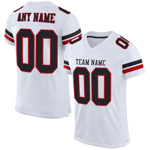 Custom White Black-Red Classic Style Mesh Authentic Football Jersey