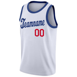 Maillot de basket-ball classique personnalisé blanc Royal-rouge pour hommes/garçon