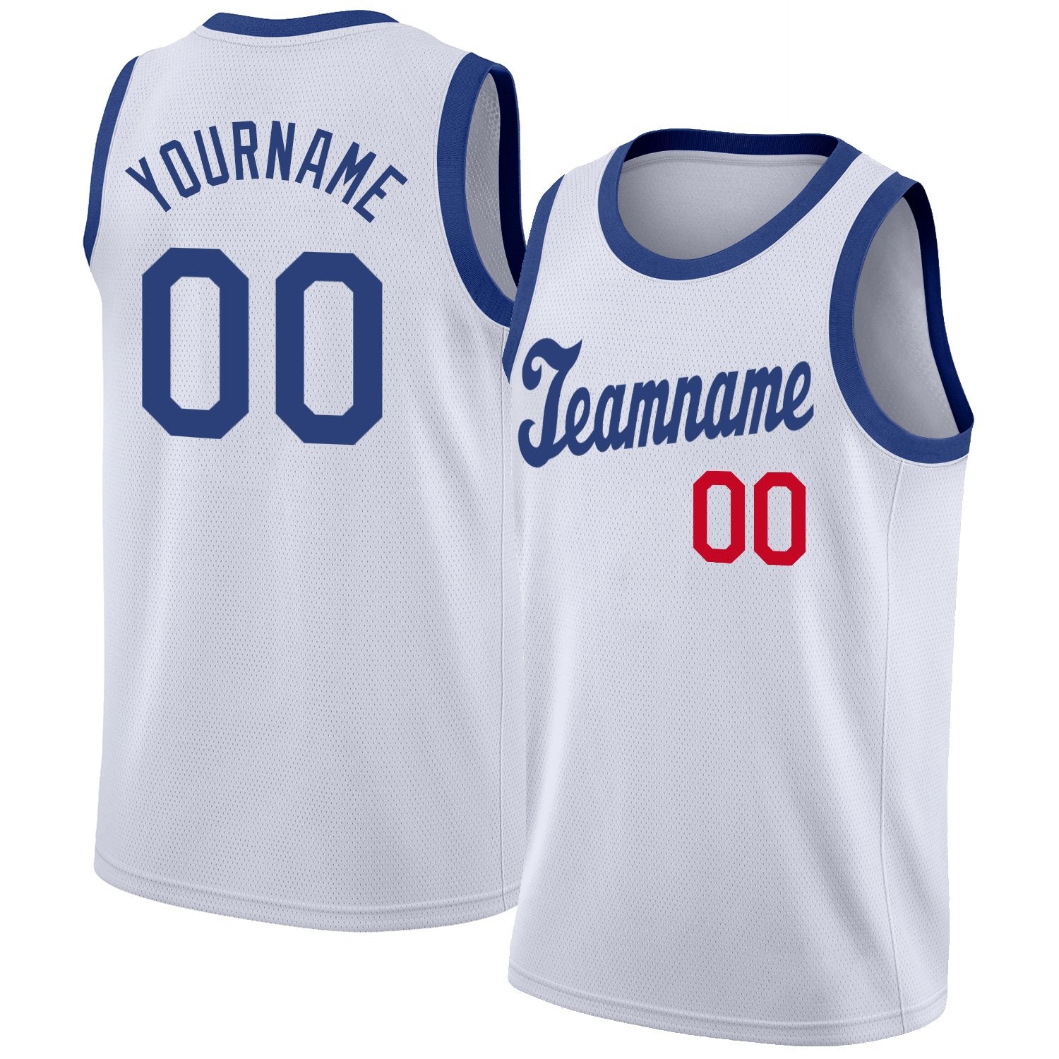 Maillot de basket-ball classique personnalisé blanc Royal-rouge pour hommes/garçon